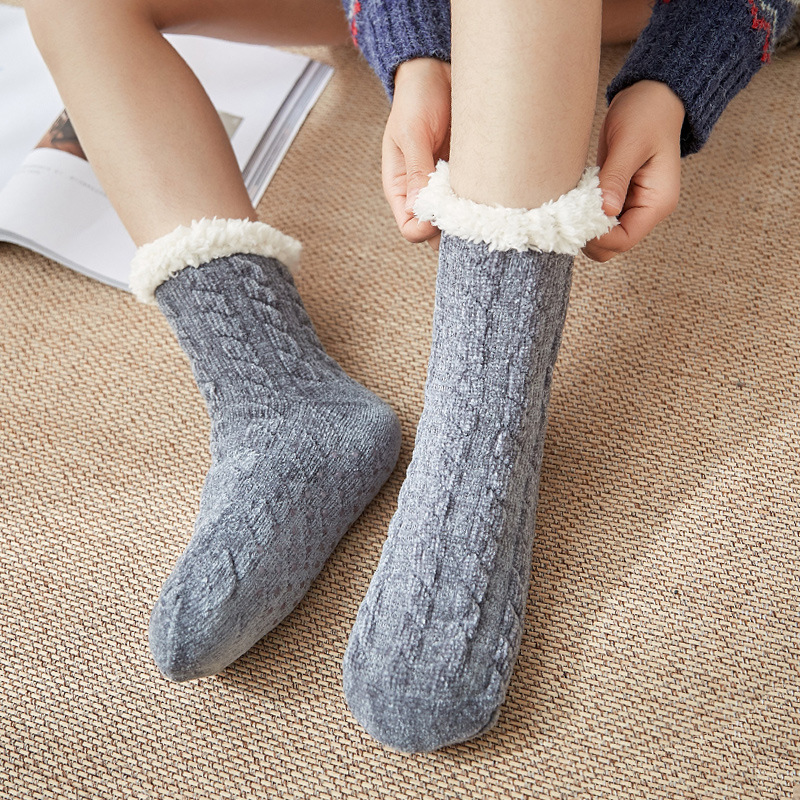 12 Pairs Slipper Socks Floor Socks Adult Autumn Winter In Ankle Socks Warm Sleeping Non-slip Socks Plus Thick Velvet Carpet Slippers